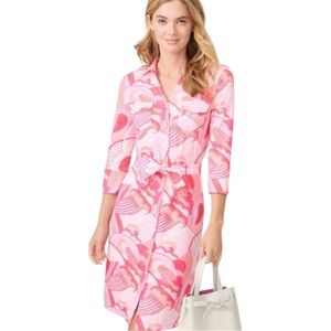 J. McLaughlin Button Down 3/4 Sleeve Brynn Dress in Sundae Swirl Size Medium